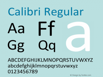 Calibri Version 5.62 Font Sample