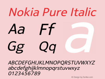 Nokia Pure Italic Version 4.14 March 27, 2011图片样张
