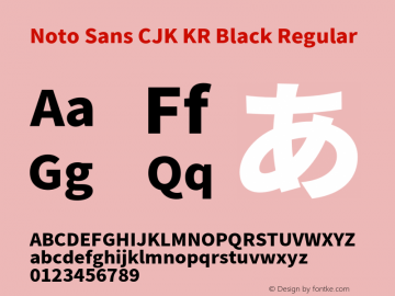 Noto Sans CJK KR Black Version 1.004;PS 1.004;hotconv 1.0.82;makeotf.lib2.5.63406 Font Sample