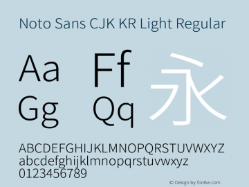 Noto Sans CJK KR Light Version 1.004;PS 1.004;hotconv 1.0.82;makeotf.lib2.5.63406图片样张