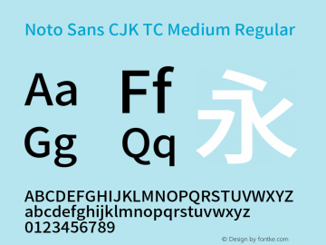 Noto Sans CJK TC Medium Version 1.004;PS 1.004;hotconv 1.0.82;makeotf.lib2.5.63406图片样张