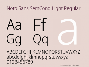 Noto Sans SemiCondensed Light Version 2.000;GOOG;noto-source:20170915:90ef993387c0 Font Sample
