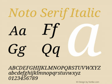 Noto Serif Italic Version 2.000;GOOG;noto-source:20170915:90ef993387c0图片样张