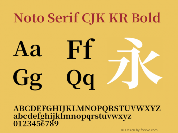 Noto Serif CJK KR Bold Version 1.001;PS 1.001;hotconv 16.6.54;makeotf.lib2.5.65590图片样张