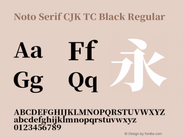 Noto Serif CJK TC Black Version 1.001;PS 1.001;hotconv 16.6.54;makeotf.lib2.5.65590 Font Sample