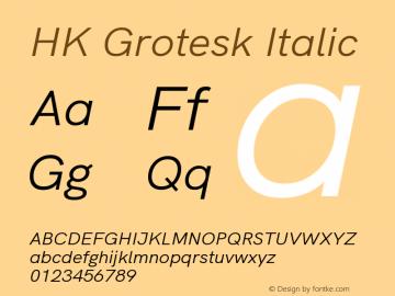 HK Grotesk Italic Version 2.400 Font Sample