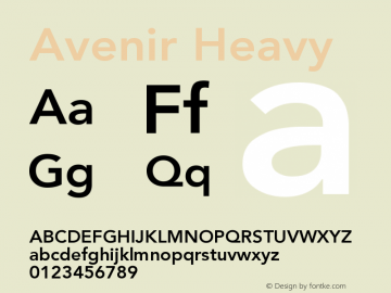 Avenir 85 Heavy Version 001.001 Font Sample