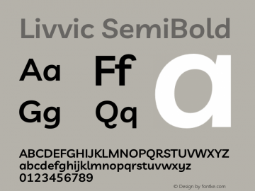 Livvic SemiBold Version 1.000 Font Sample