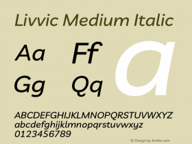 Livvic Medium Italic Version 1.000 Font Sample