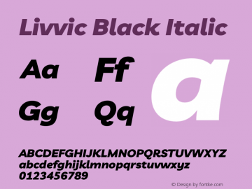 Livvic Black Italic Version 1.000 Font Sample