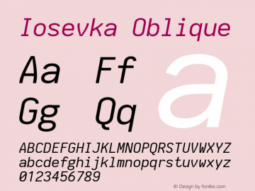 Iosevka Oblique 2.2.1; ttfautohint (v1.8.3)图片样张