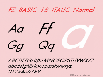 FZ BASIC 18 ITALIC Normal 1.0 Thu Apr 21 19:14:08 1994 Font Sample