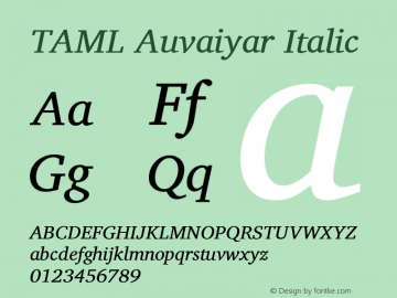 TAML Auvaiyar Italic Version 0.500图片样张