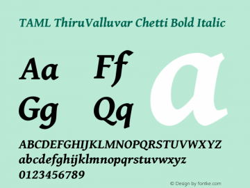 TAML ThiruValluvar Chetti Bold Italic Version 0.500图片样张