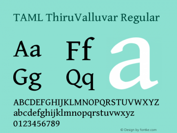 TAML ThiruValluvar Version 0.500 Font Sample