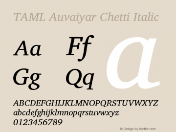 TAML Auvaiyar Chetti Italic Version 0.500图片样张