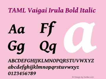 TAML Vaigai Irula Bold Italic Version 0.500图片样张