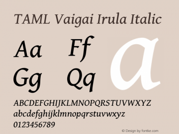 TAML Vaigai Irula Italic Version 0.500图片样张