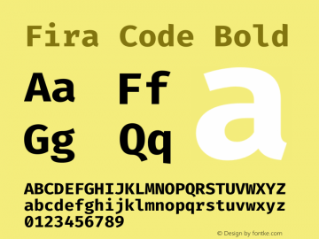 Fira Code Bold Version 1.207 Font Sample