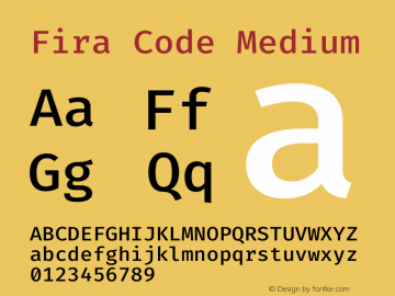 Fira Code Medium Version 1.207 Font Sample