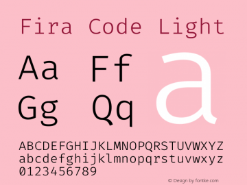 Fira Code Light Version 1.207 Font Sample