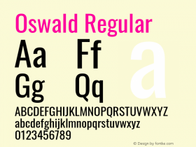 Oswald Regular Version 4.100; ttfautohint (v1.8.1.43-b0c9) Font Sample