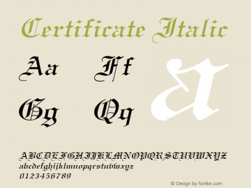 Certificate Italic Rev. 003.000图片样张