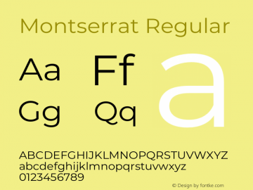 Montserrat Regular Version 7.200 Font Sample