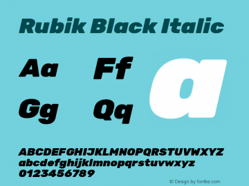 Rubik Black Italic Version 2.000 Font Sample