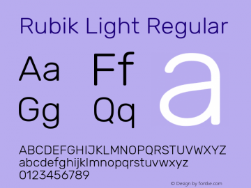 Rubik Light Version 2.000 Font Sample