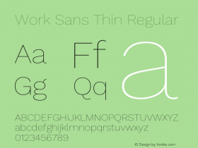 Work Sans Thin Version 1.400 Font Sample