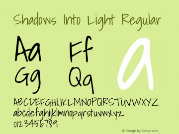 Shadows Into Light Version 001.000 Font Sample