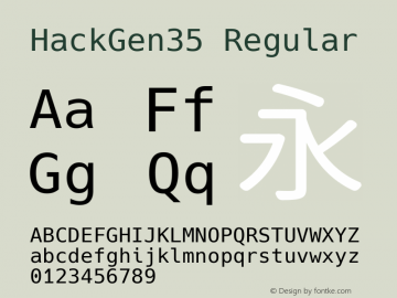 HackGen35 Regular Version 1.2.0 ; ttfautohint (v1.8.1) -l 6 -r 45 -G 200 -x 14 -D latn -f none -m 