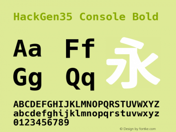 HackGen35 Console Bold Version 1.2.0 ; ttfautohint (v1.8.1) -l 6 -r 45 -G 200 -x 14 -D latn -f none -m 