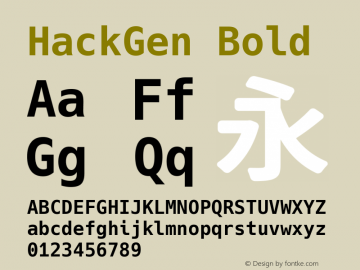 HackGen Bold Version 1.2.0 ; ttfautohint (v1.8.1) -l 6 -r 45 -G 200 -x 14 -D latn -f none -m 
