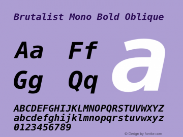 Brutalist Mono Bold Oblique Version 1.0 Font Sample