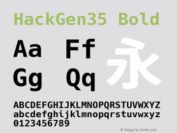 HackGen35 Bold Version 1.2.1 ; ttfautohint (v1.8.1) -l 6 -r 45 -G 200 -x 14 -D latn -f none -m 