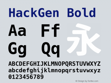 HackGen Bold Version 1.2.1 ; ttfautohint (v1.8.1) -l 6 -r 45 -G 200 -x 14 -D latn -f none -m 