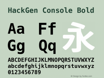 HackGen Console Bold Version 1.2.1 ; ttfautohint (v1.8.1) -l 6 -r 45 -G 200 -x 14 -D latn -f none -m 