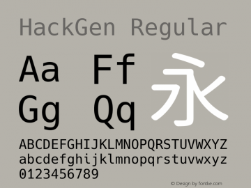 HackGen Regular Version 1.2.1 ; ttfautohint (v1.8.1) -l 6 -r 45 -G 200 -x 14 -D latn -f none -m 