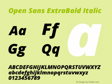 Open Sans ExtraBold Italic Version 1.10 Font Sample