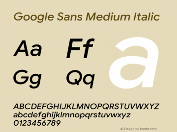 Google Sans Medium Italic Version 2.003;August 1, 2019;FontCreator 11.5.0.2430 64-bit图片样张