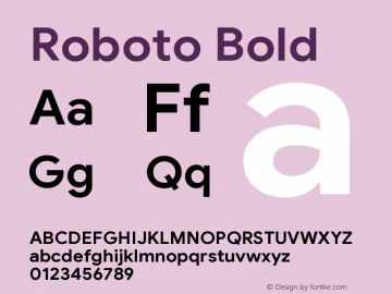 Roboto Bold Version 2.003;August 2, 2019;FontCreator 11.5.0.2430 64-bit Font Sample