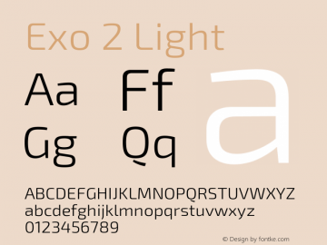 Exo 2 Light Version 1.100 Font Sample