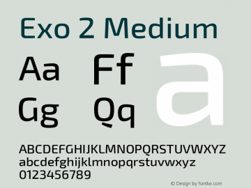 Exo 2 Medium Version 1.100 Font Sample