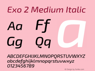 Exo 2 Medium Italic Version 1.100 Font Sample
