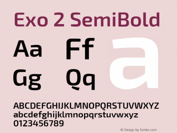 Exo 2 SemiBold Version 1.100 Font Sample