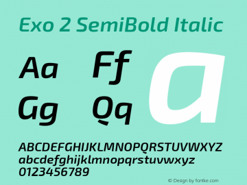 Exo 2 SemiBold Italic Version 1.100 Font Sample