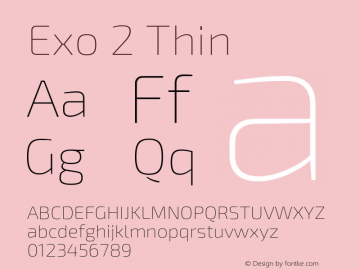 Exo 2 Thin Version 1.100 Font Sample