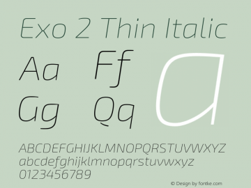 Exo 2 Thin Italic Version 1.100 Font Sample